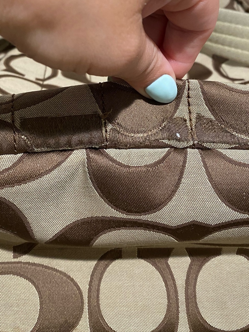 Coach Women Signature Canvas Backpack in Khaki with Orange Trim - Picture 12 of 16